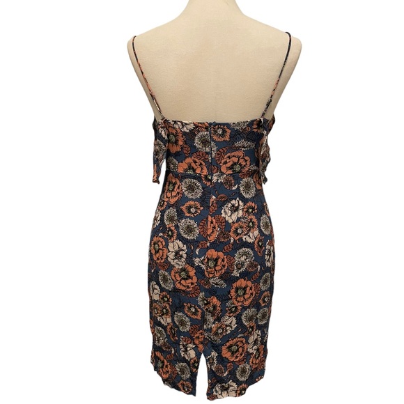 ASTR Navy Blue Floral Orange Midi Dress - Picture 4 of 4
